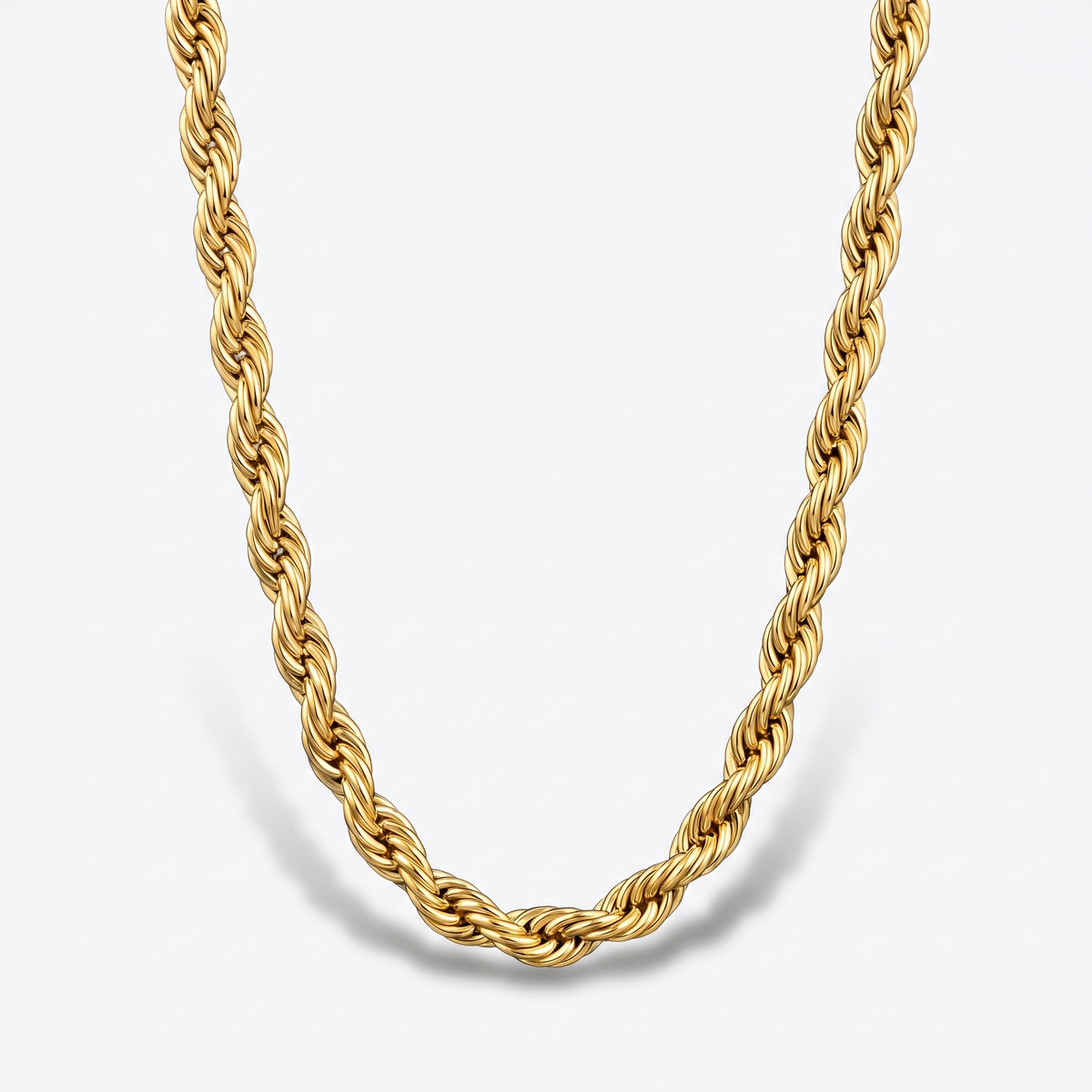 Rope chain 5mm, gold, white