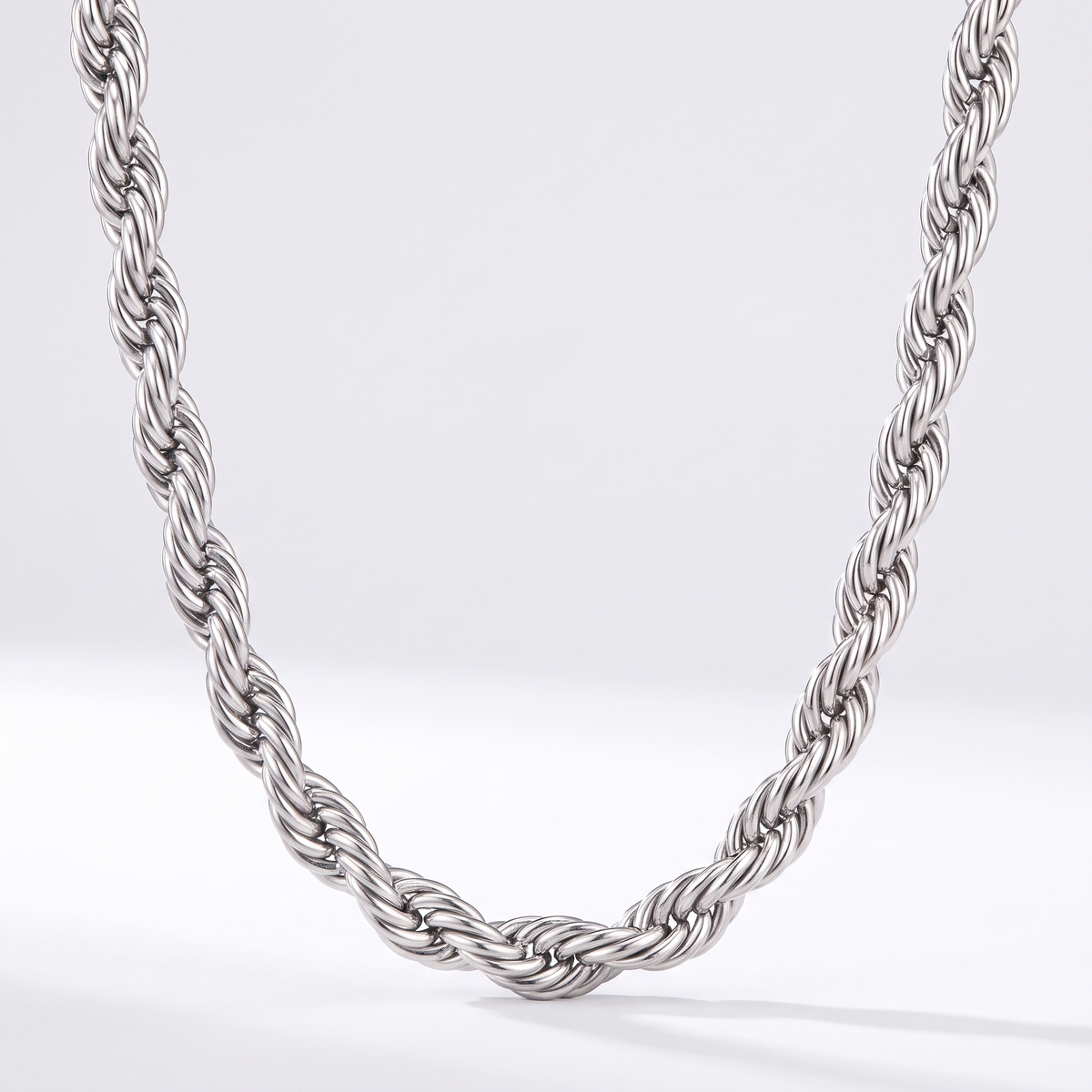 Rope chain 5mm, silver, white