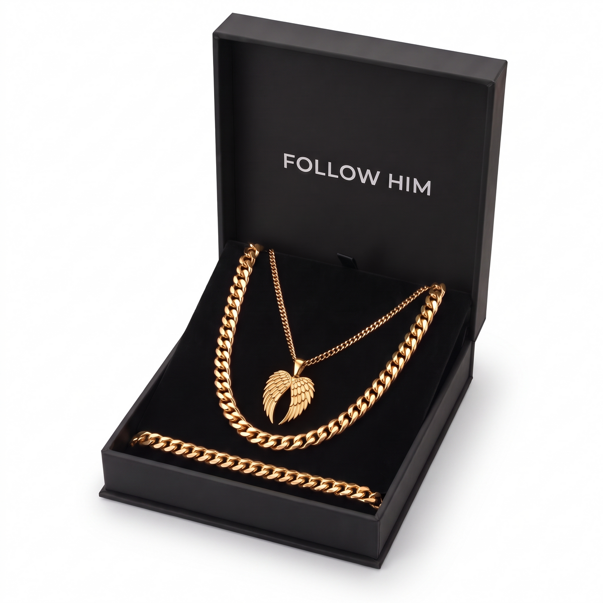 The Wings Set in the Follow Him box, gold, white