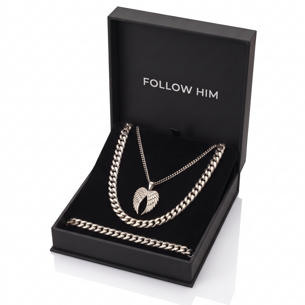The Wings Set in the Follow Him box, silver, white