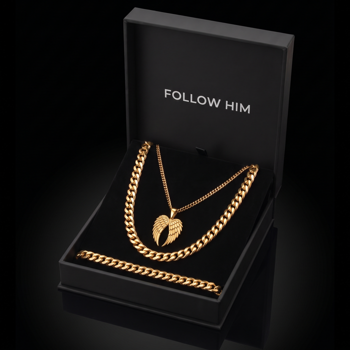 The Wings Set in the Follow Him box, gold
