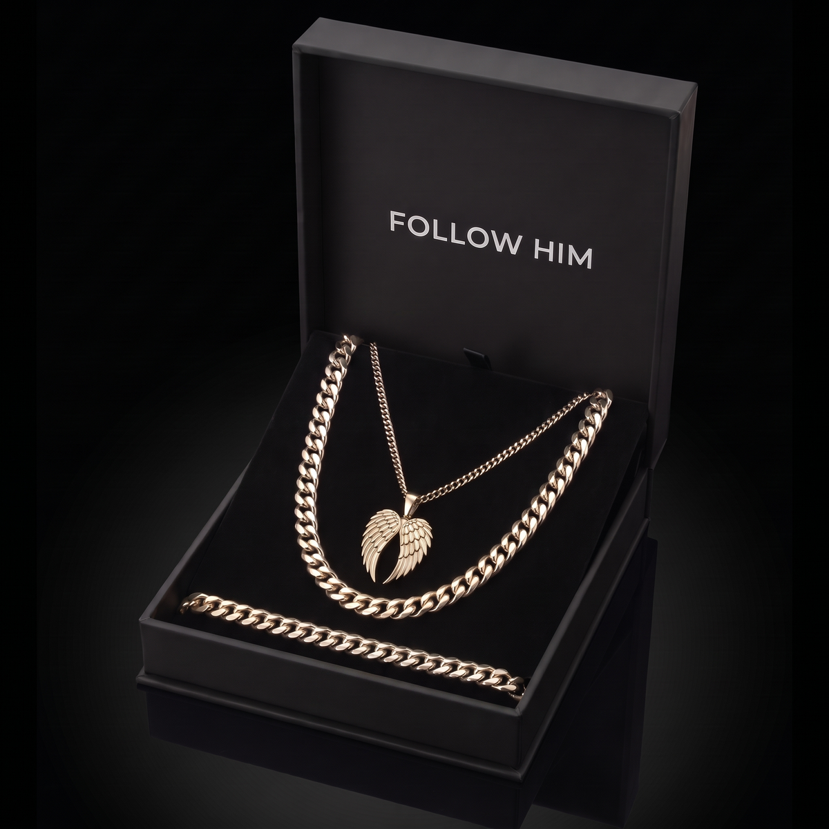 The Wings Set in the Follow Him box, silver
