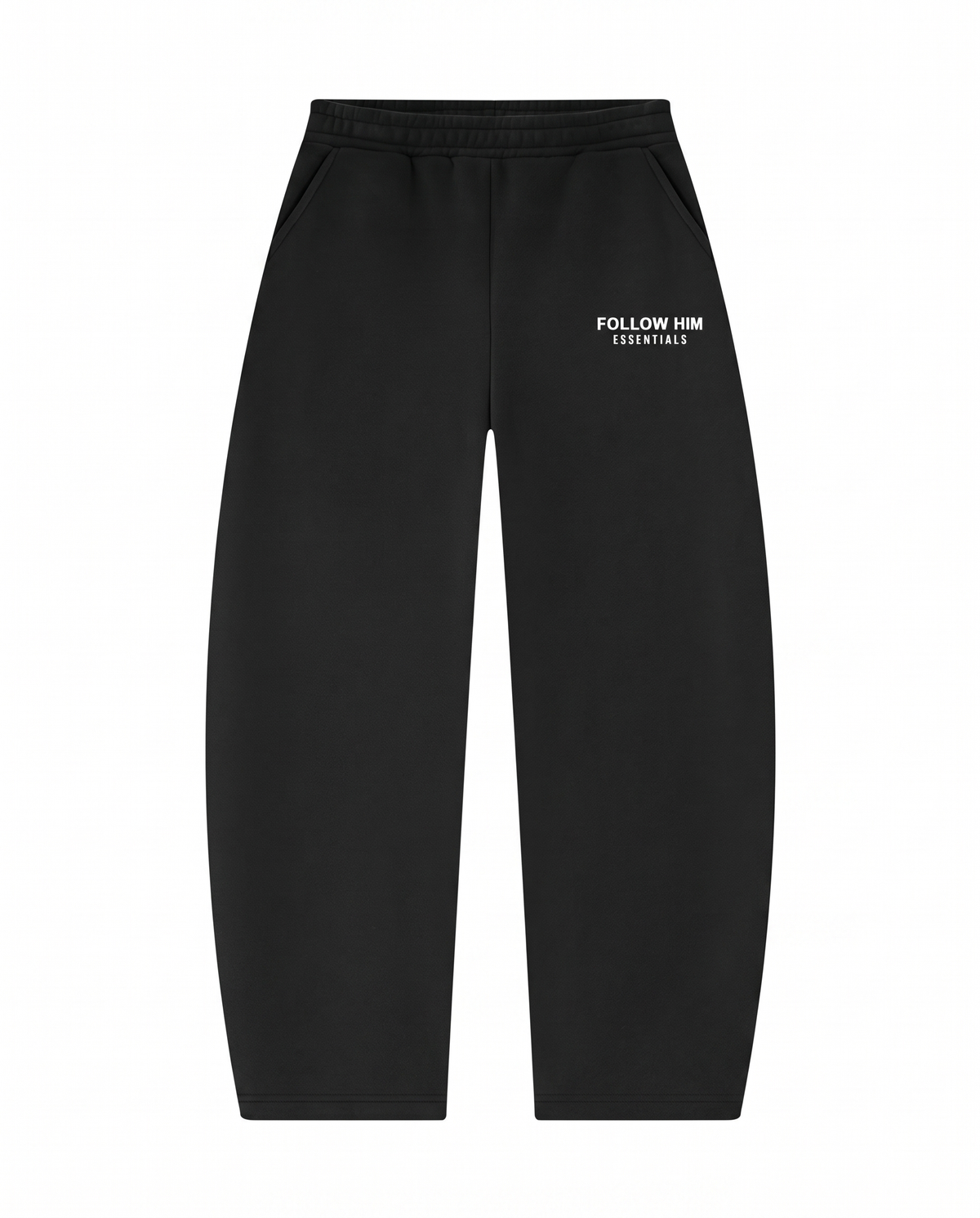 Essential Barrel Leg Sweatpants in Black, front
