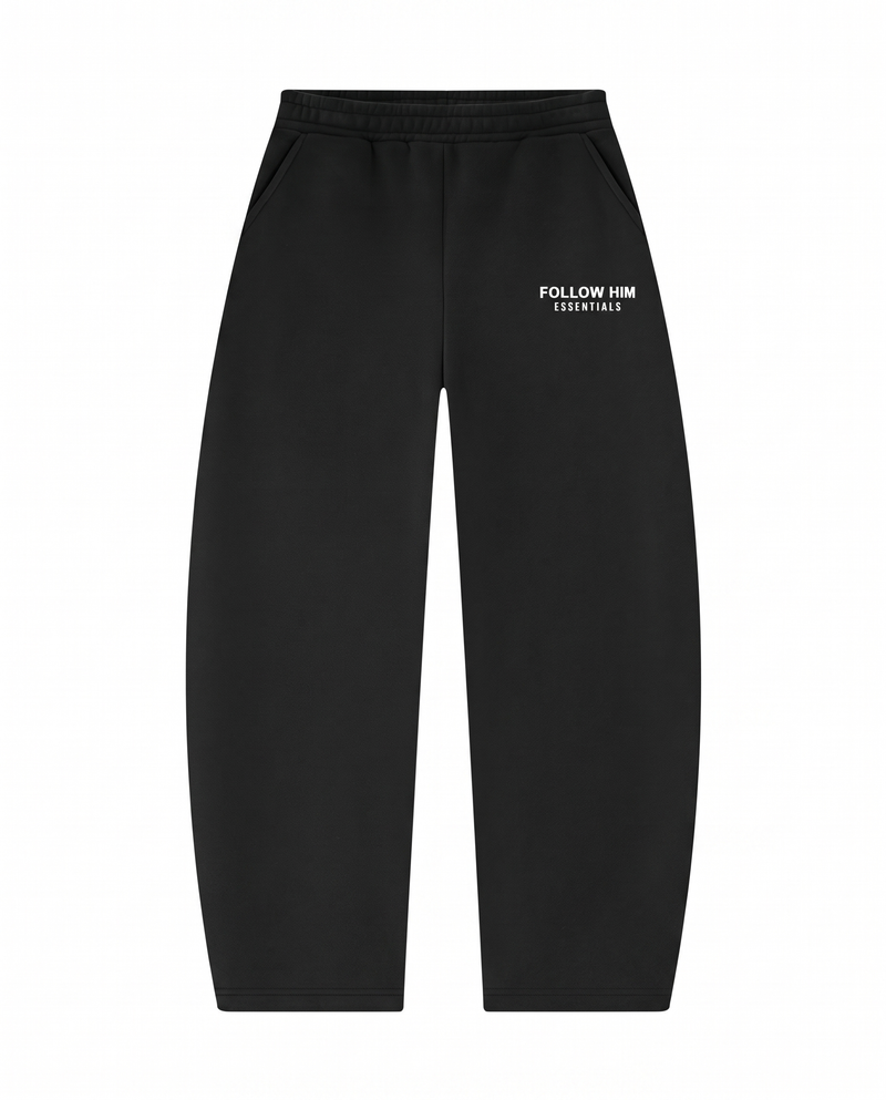 Essential Barrel Leg Sweatpants in Black, front
