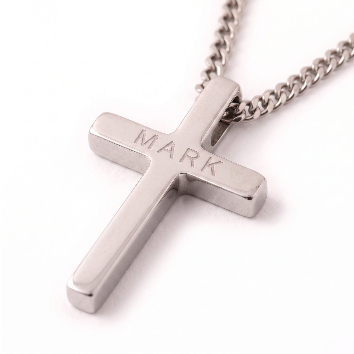 Silver cross pendant close-up